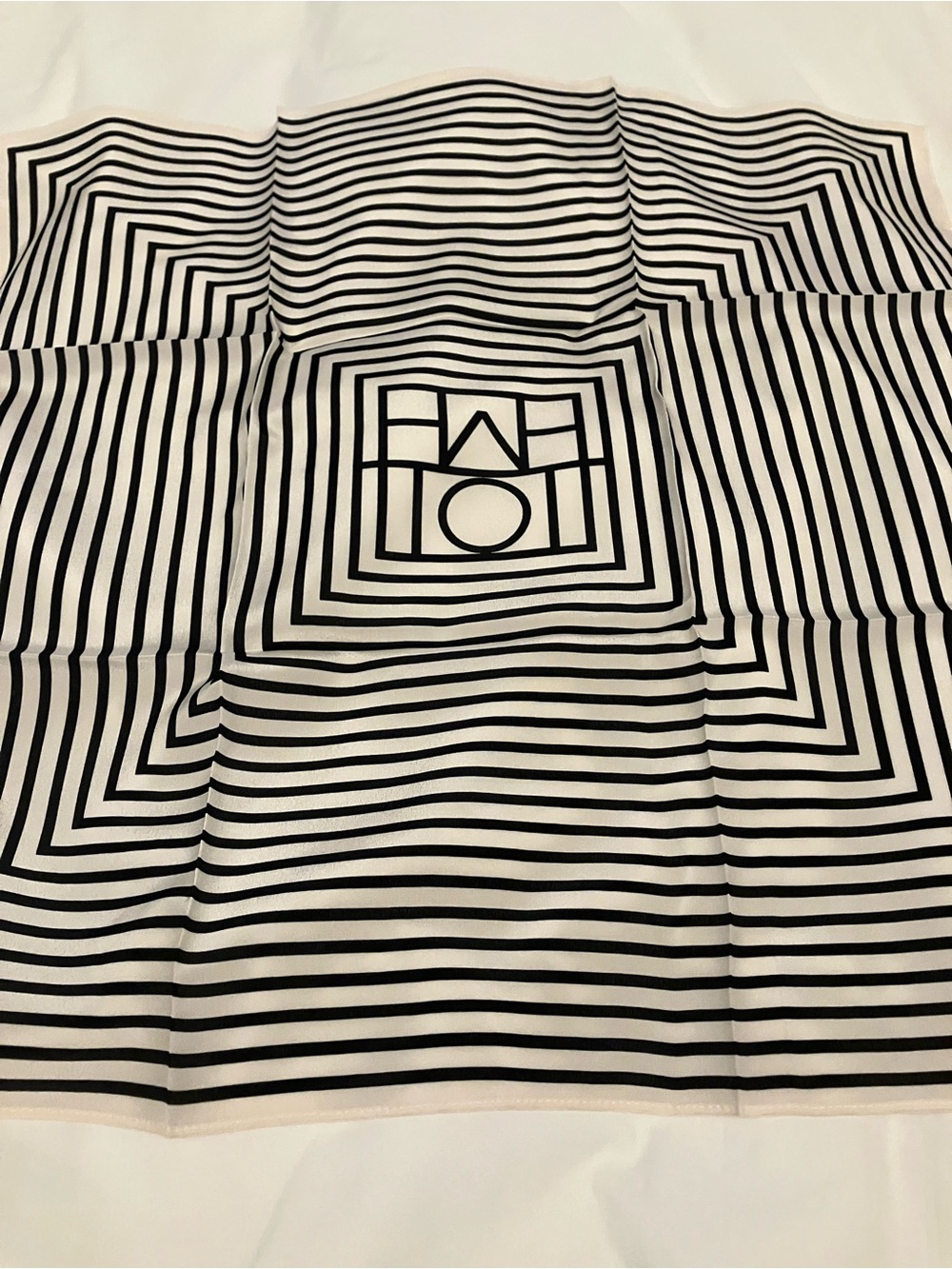 Totême Black and Cream Striped Silk Scarf - Picture 6 of 10
